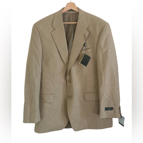 Lauren Ralph Lauren Leland Blazer Tan Silk/Wool Blend 44 Long NWT